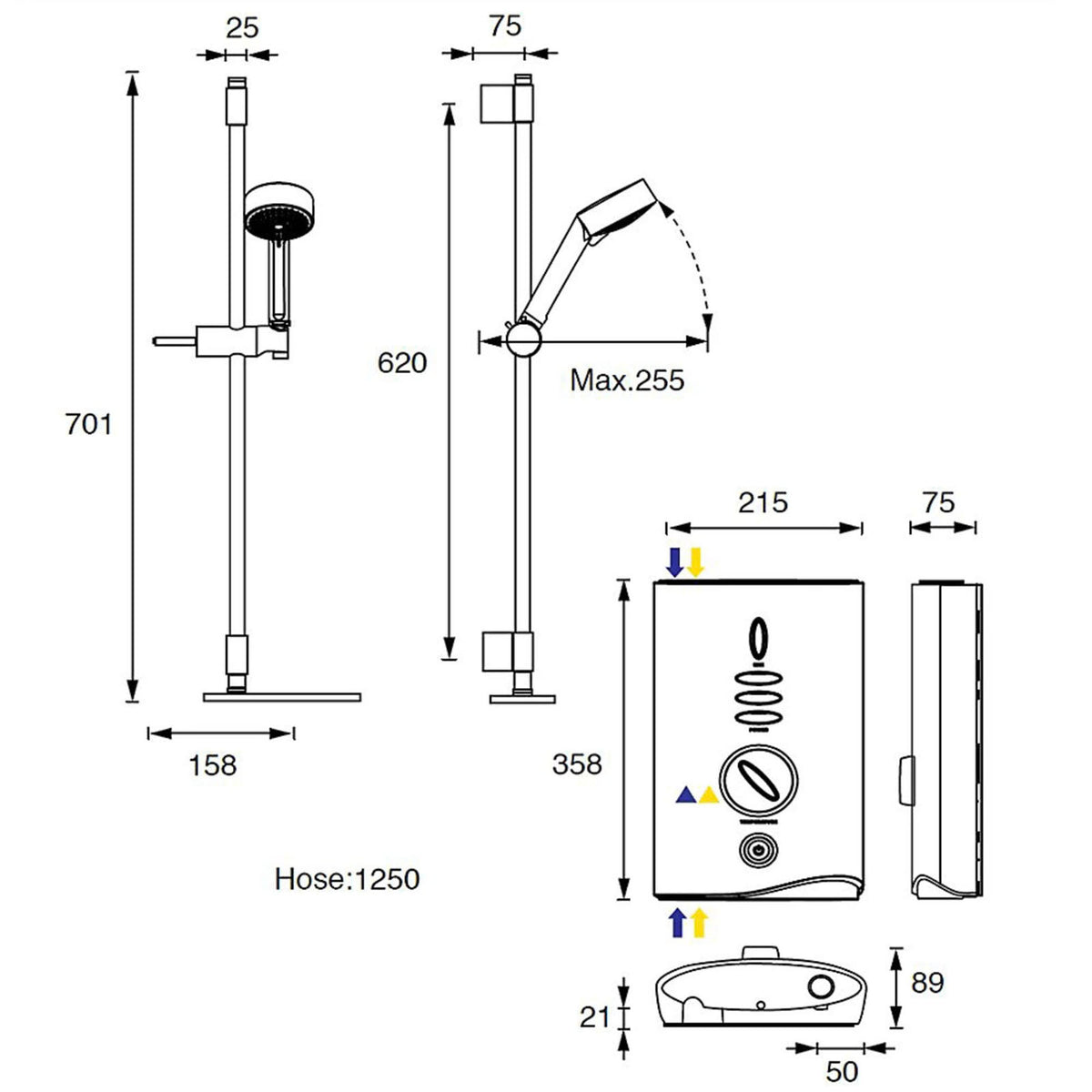 Mira Electric Shower Sport Max Opti-flo Chrome White Soap-dish 10.8kW 3 Powers - Image 7