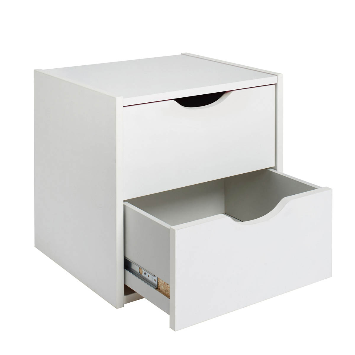 Hartnett Bedside Cabinet Chest 2 Drawer White Modern (H)435 (W)450 (D)388mm - Image 3