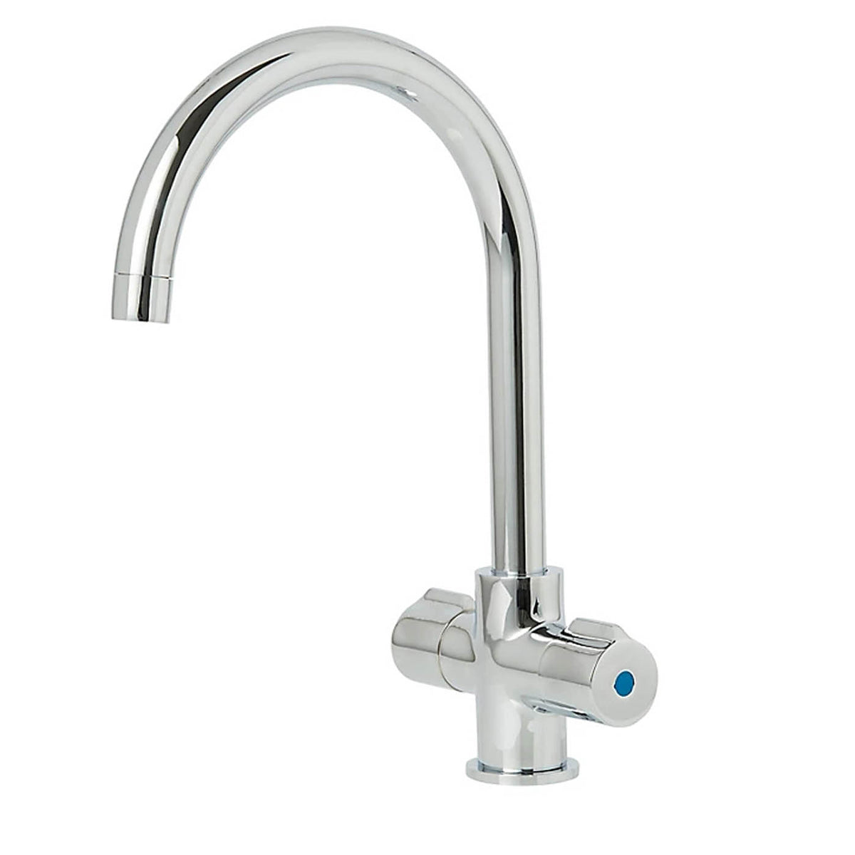 Kitchen Sink Tap Mixer Twin Lever Chrome ¼ Turn Brass Swivel Spout Modern Faucet - Image 1