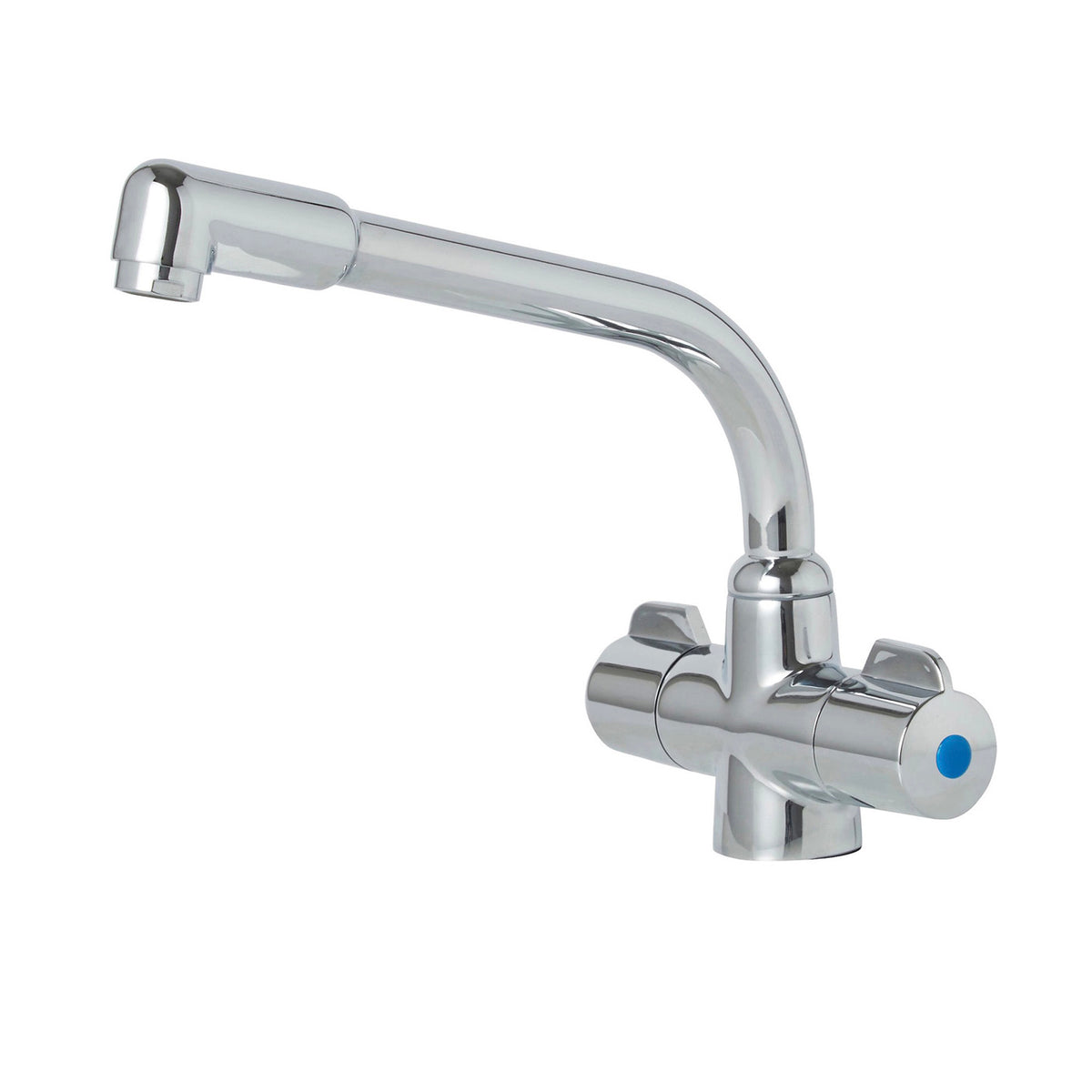 Kitchen Tap Monobloc Mixer Chrome Double Lever Swivel Spout Modern Faucet - Image 1