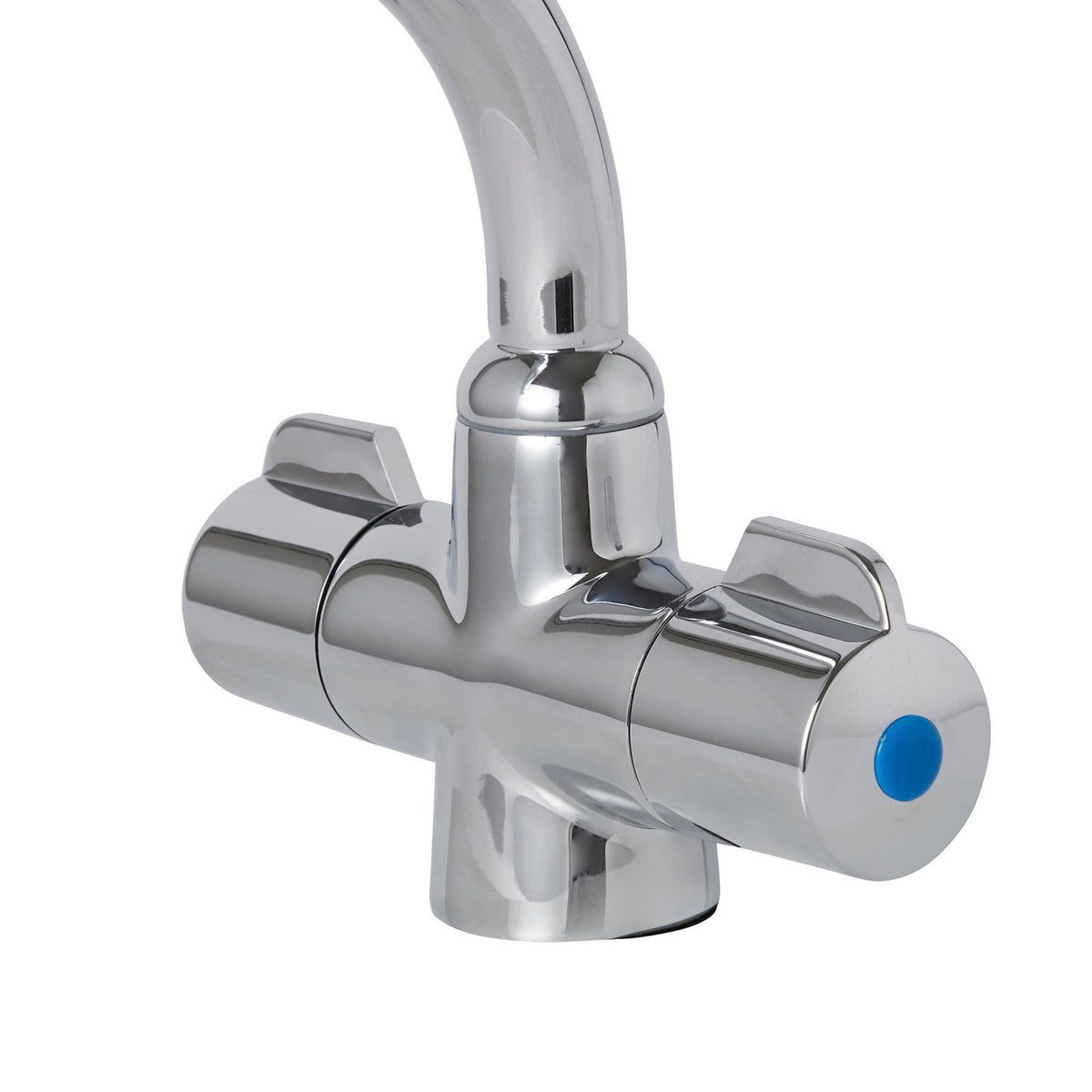 Kitchen Tap Monobloc Mixer Chrome Double Lever Swivel Spout Modern Faucet - Image 2