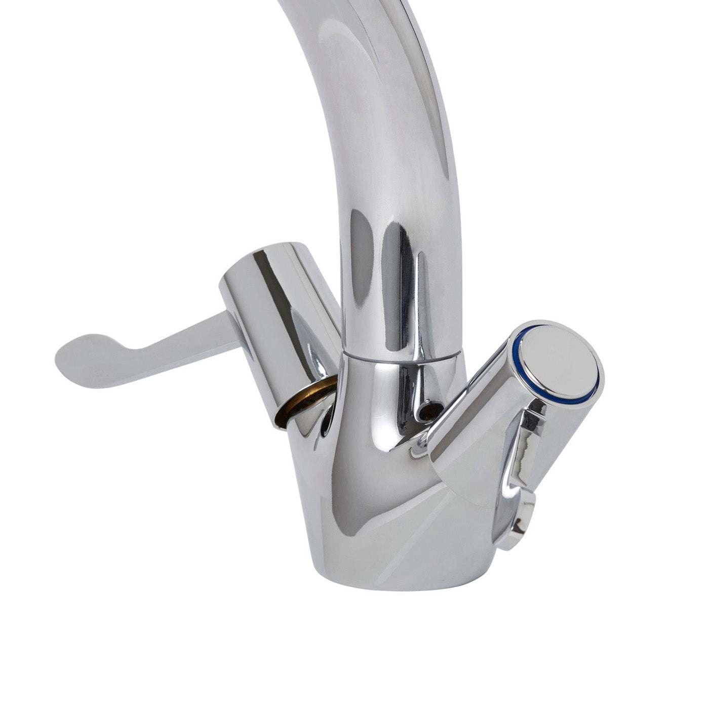 Kitchen Tap Monobloc Mixer Chrome Double Lever 1/4 Turn Brass Modern Faucet - Image 2