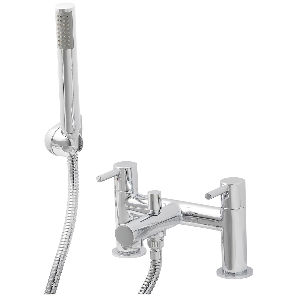 Bath Filler Tap Mixer With Hand Held Set Chrome ¼ Turn Contemporary Bathroom - Image 1
