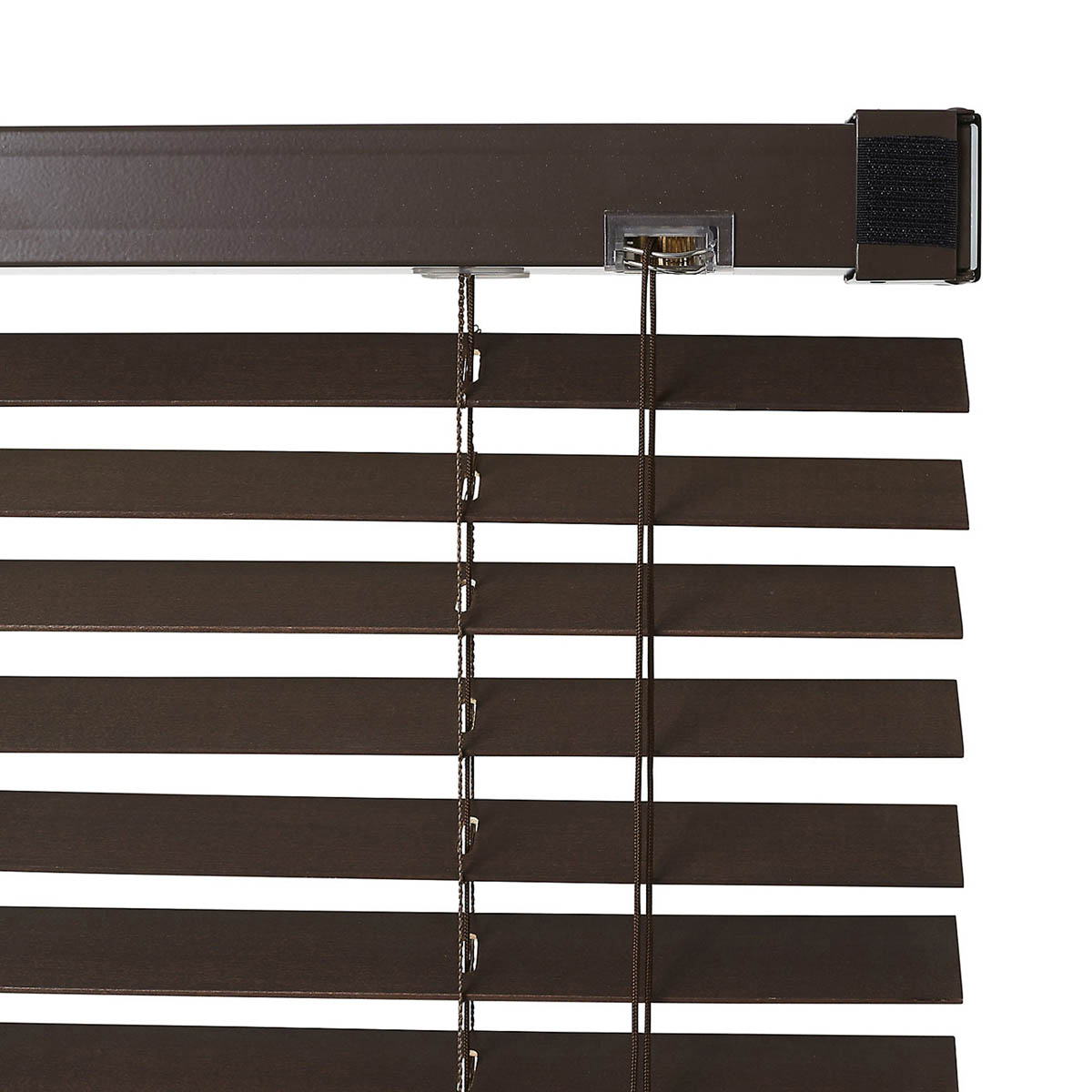 Venetian Window Blind Dark Brown Basswood Corded Adjustable (W)90 (L)180cm - Image 2