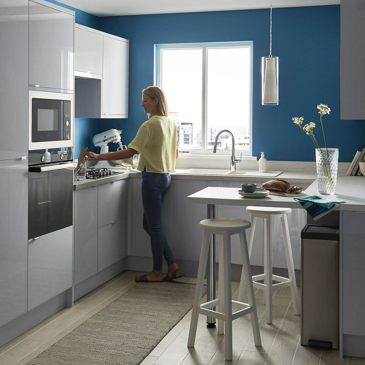 Kitchen Cabinet Door High Gloss Grey Slab Highline (W)600mm (H)715mm (T)18mm - Image 3