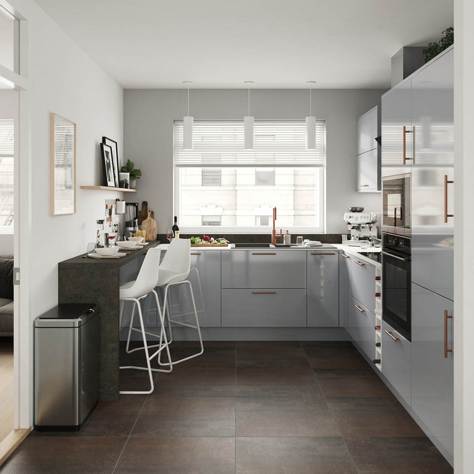 Kitchen Cabinet Door High Gloss Grey Slab Highline (W)600mm (H)715mm (T)18mm - Image 4