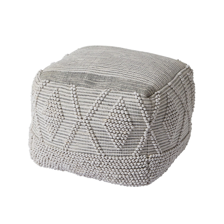 Large Footstool Bean Bag Grey Square Crochet Stitch Seat Indoor Outdoor 50x50cm - Image 2