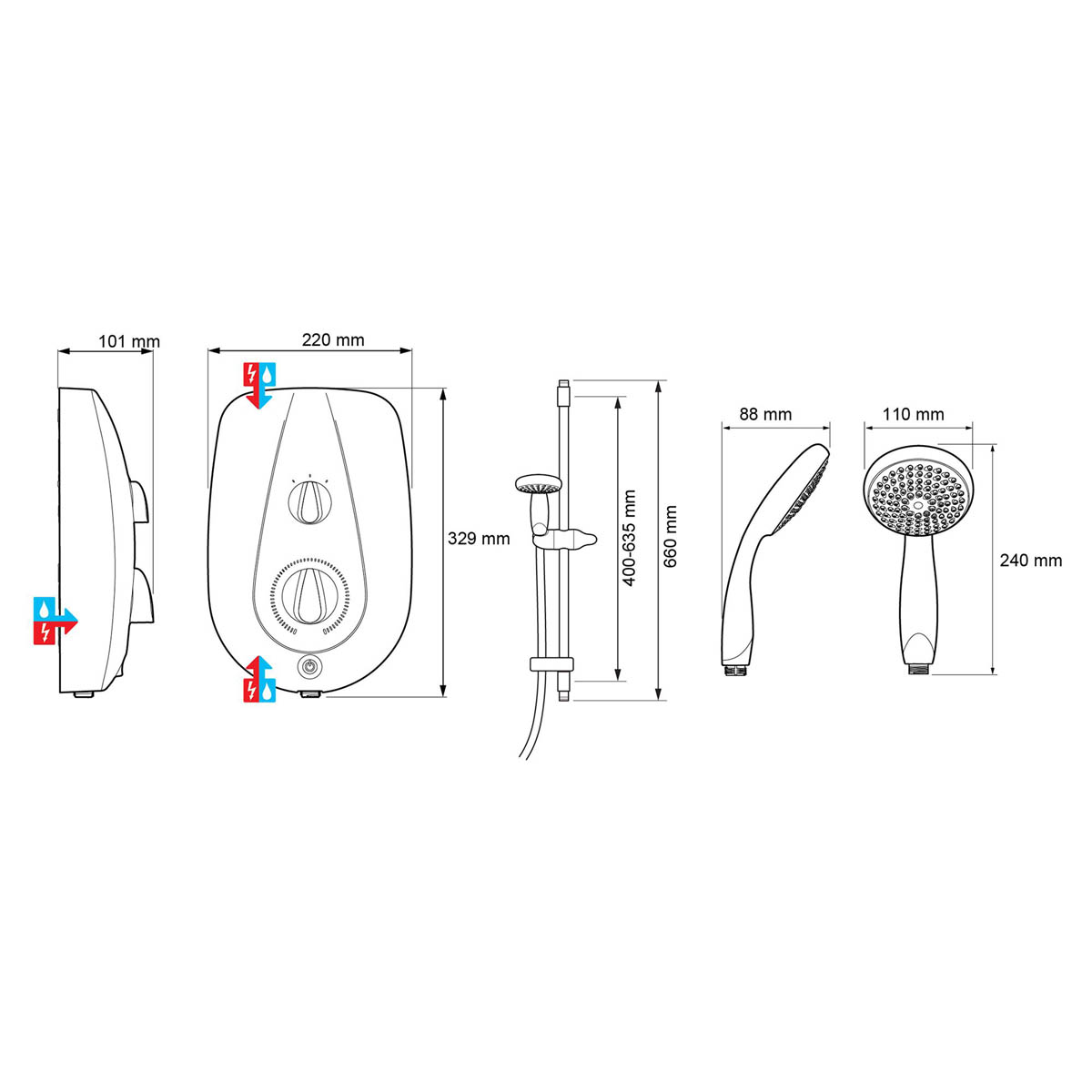 Mira Electric Shower 8.5kW White Gloss Single Spray Pattern Bathroom Modern - Image 2