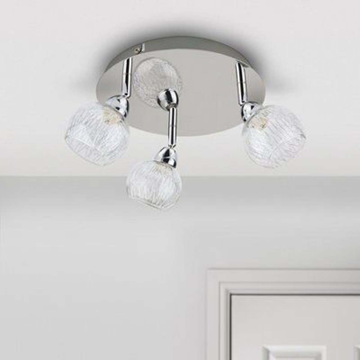 Ceiling Spotlight 3 Way Round Shades Gloss Chrome Effect Modern Elegant - Image 2