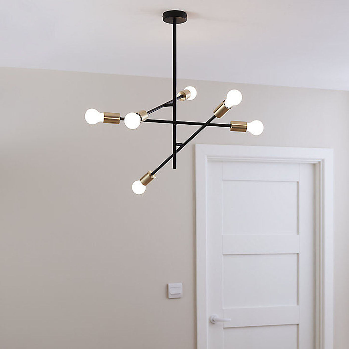 Ceiling Light 6 Way Pendant Black Gold Effect Contemporary Bedroom Living Room - Image 3