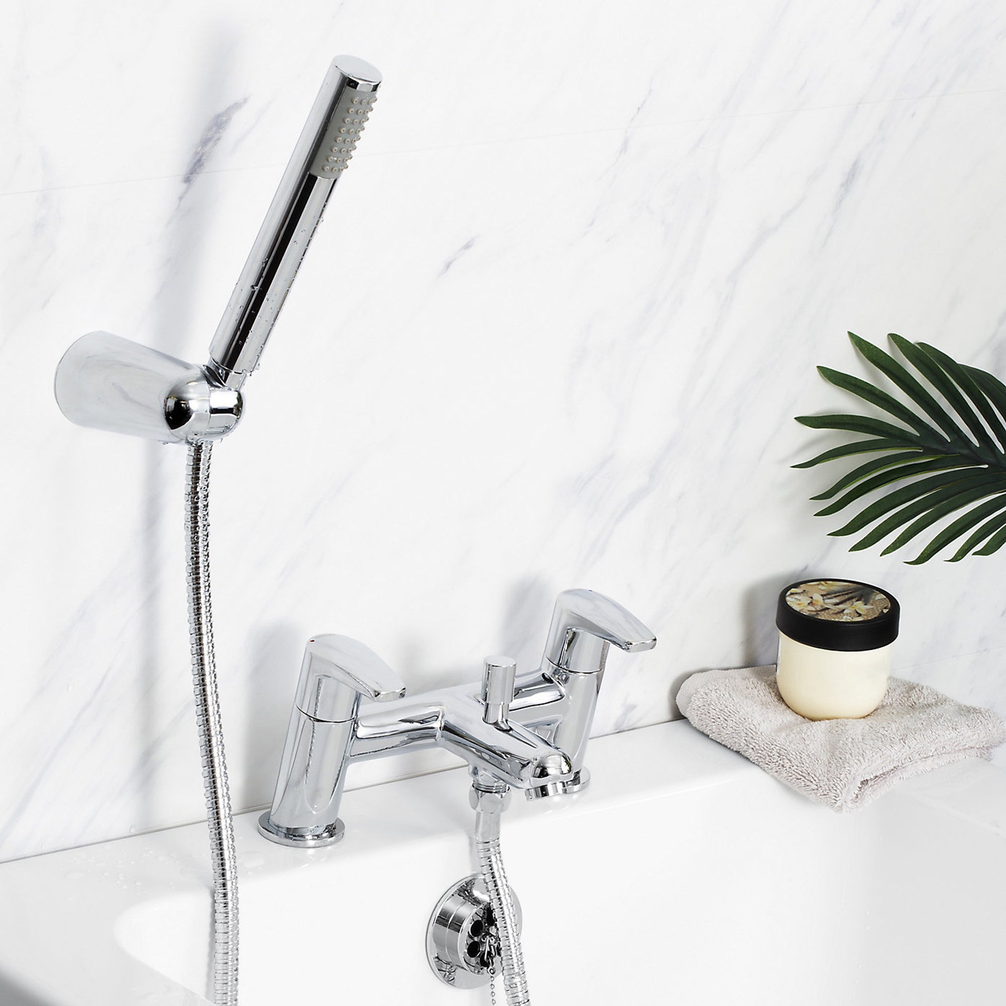 Bristan Bath Filler Tap Mixer With Hand Held Set Chrome Double Lever Bathroom - Image 5