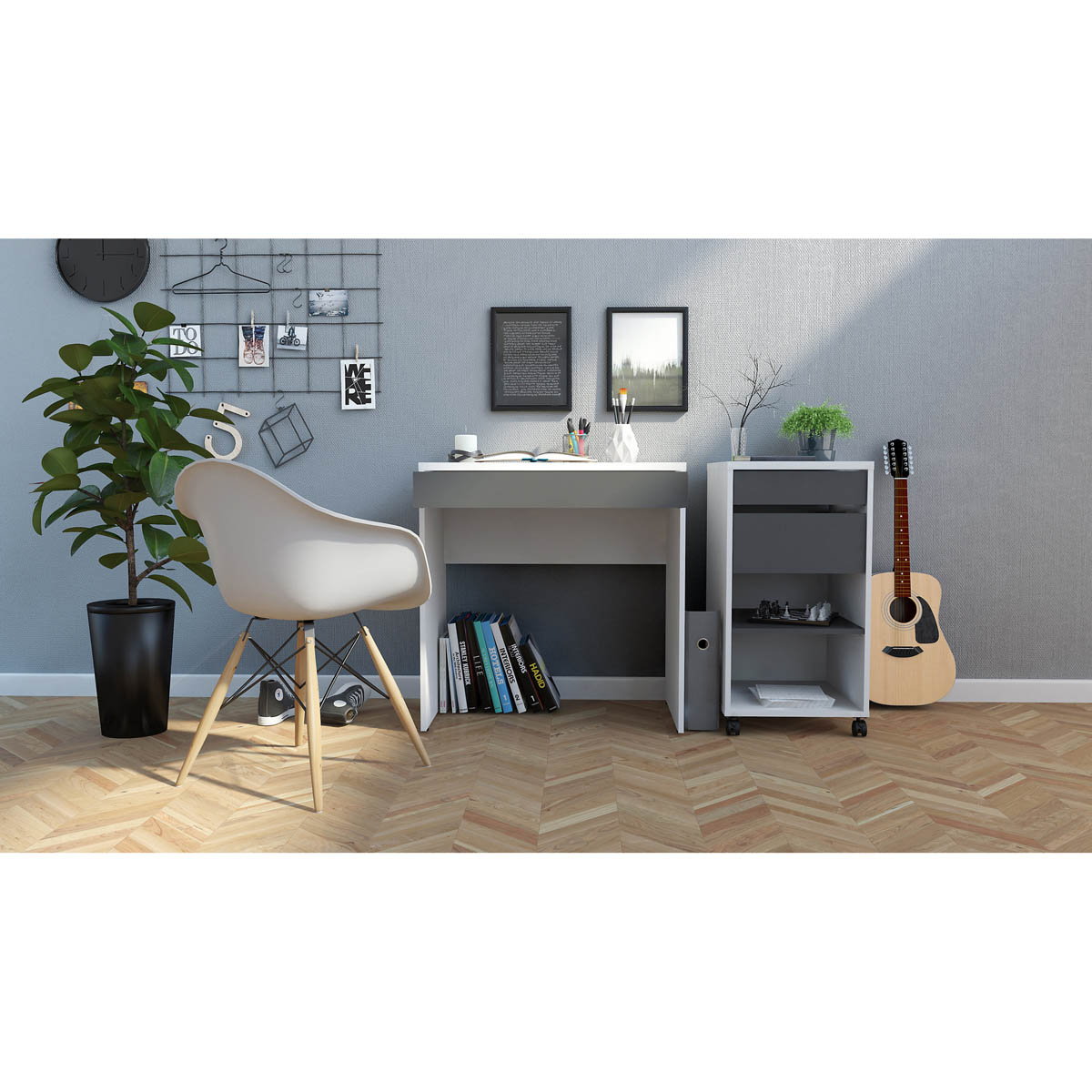 Tvilum Desk Home Office Grey 1 Drawer Compact Workstation (H)765 (W)747 (D)482mm - Image 5