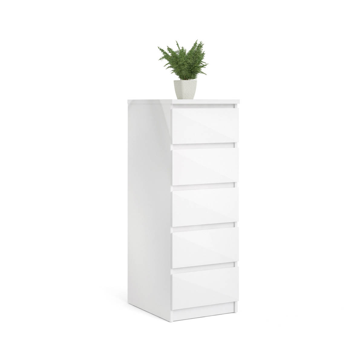 Chest Of Drawers Gloss White 5 Drawer Bedroom Furniture Storage Bedside - Image 9