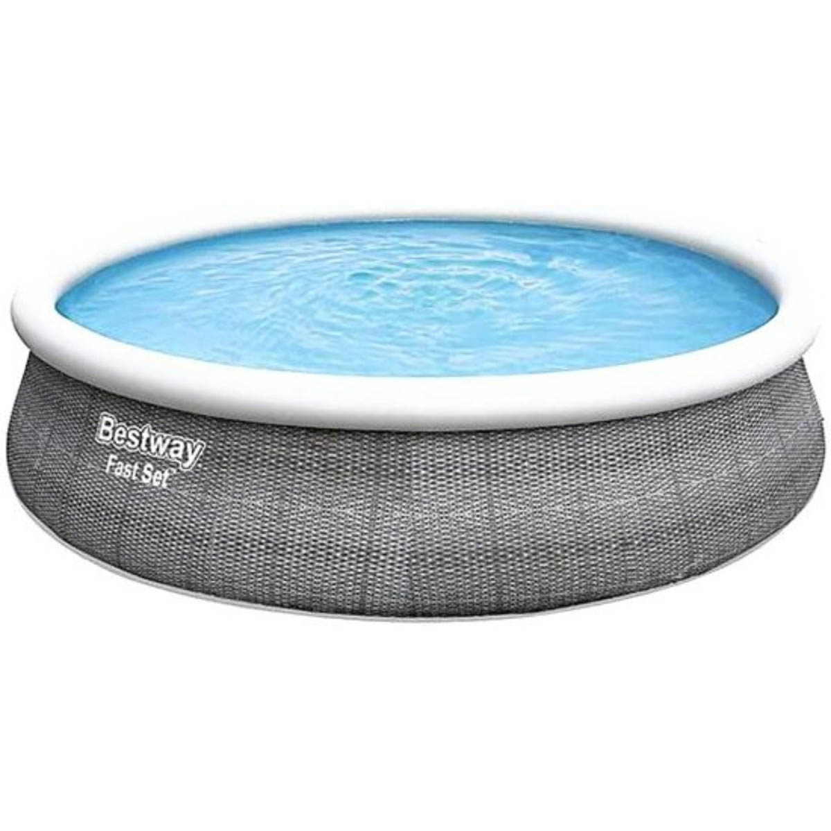Bestway Inflatable Swimming Pool Above Ground Round Grey Rattan Effect 15ft - Image 2