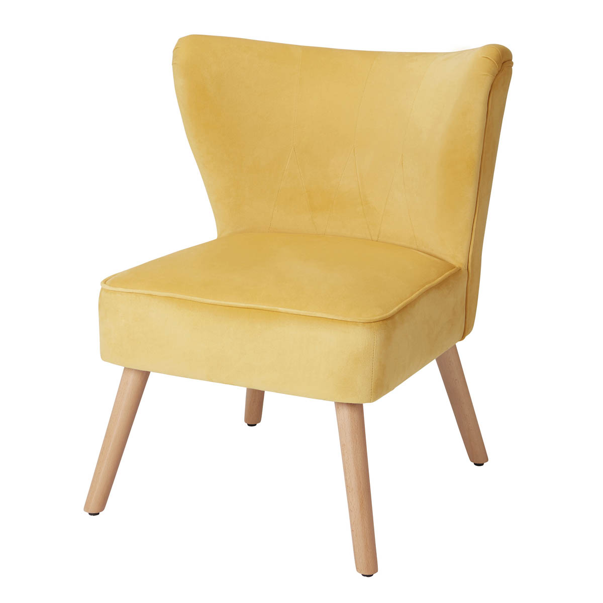 Occasional Chair Yellow Velvet Effect Modern (H)830mm (W)650mm (D)71.5mm - Image 1