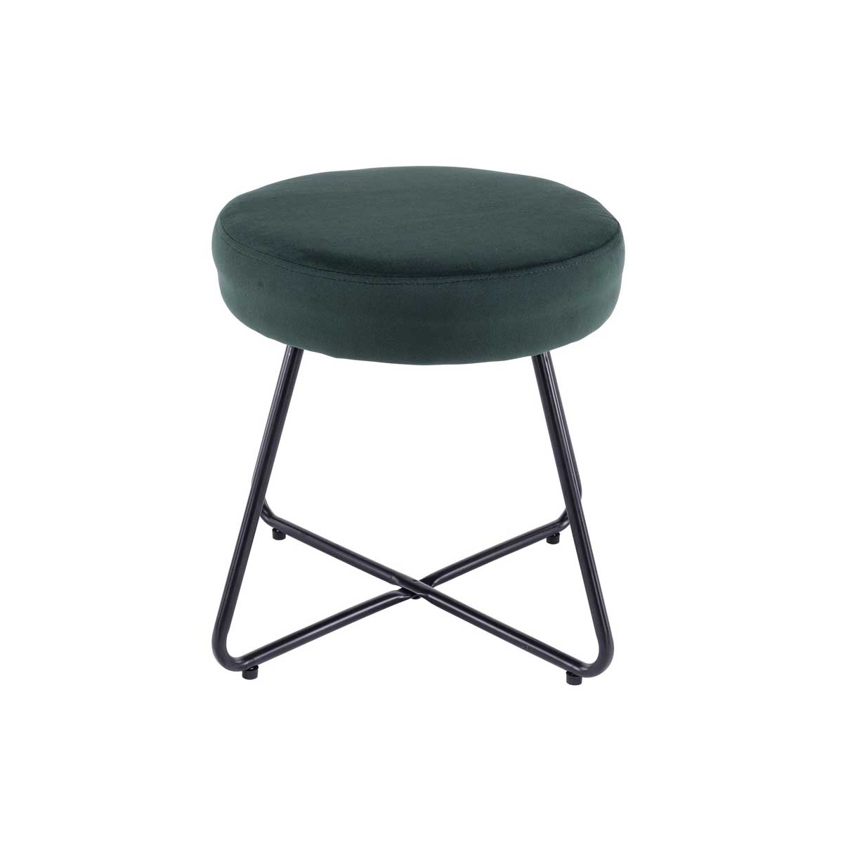Padded Stool Chair Dressing Table Round Green Velvet Effect Foam Comfort Modern - Image 1