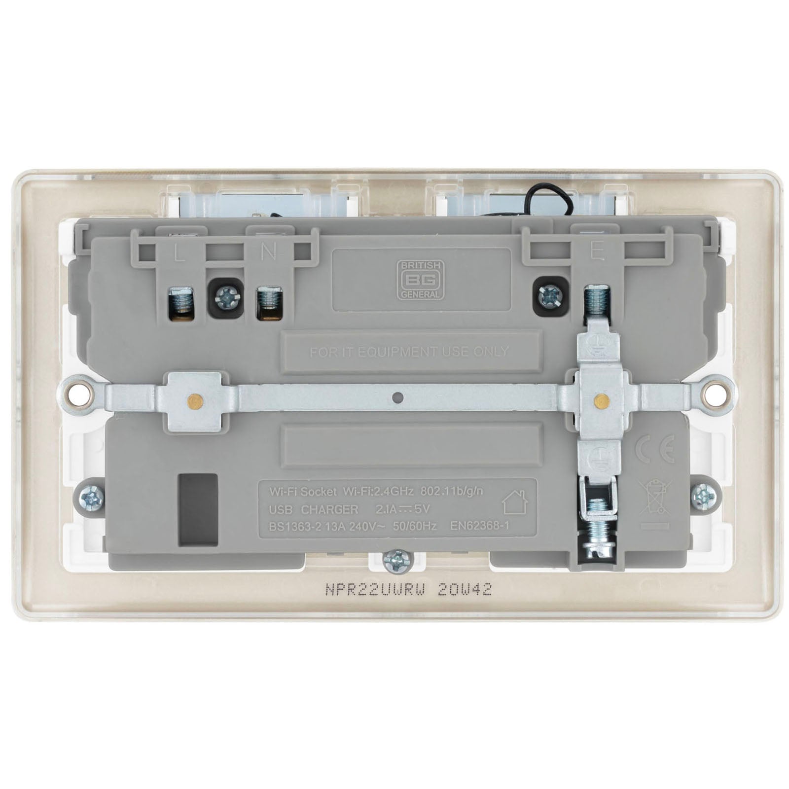 Wall Switched Socket Double WiFi Extender With USB 13A Metal Pearl Nickel Effect - Image 4