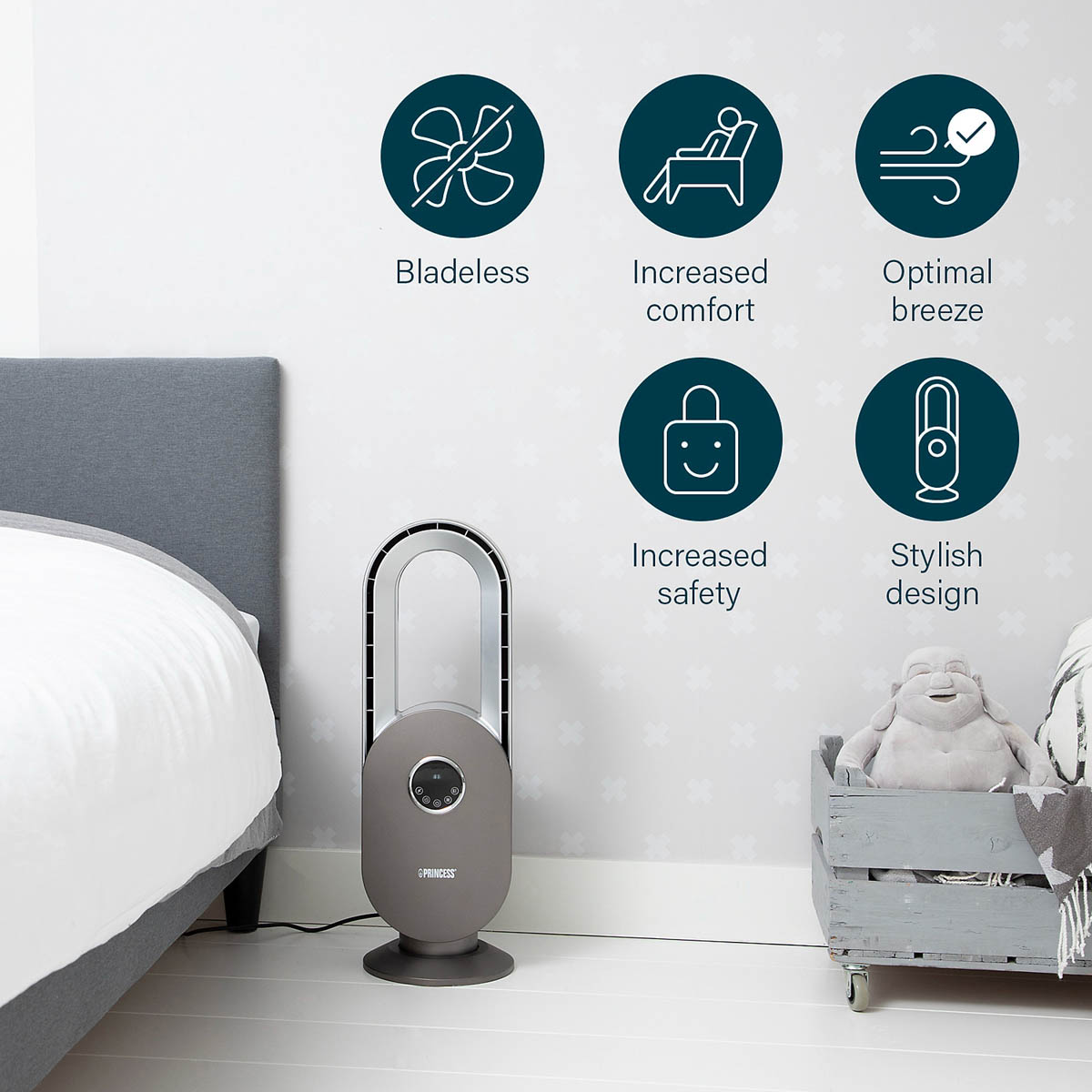 Princess Bladeless Fan Oscillating LED Remote Control Multifunctional (H)67.5cm - Image 4