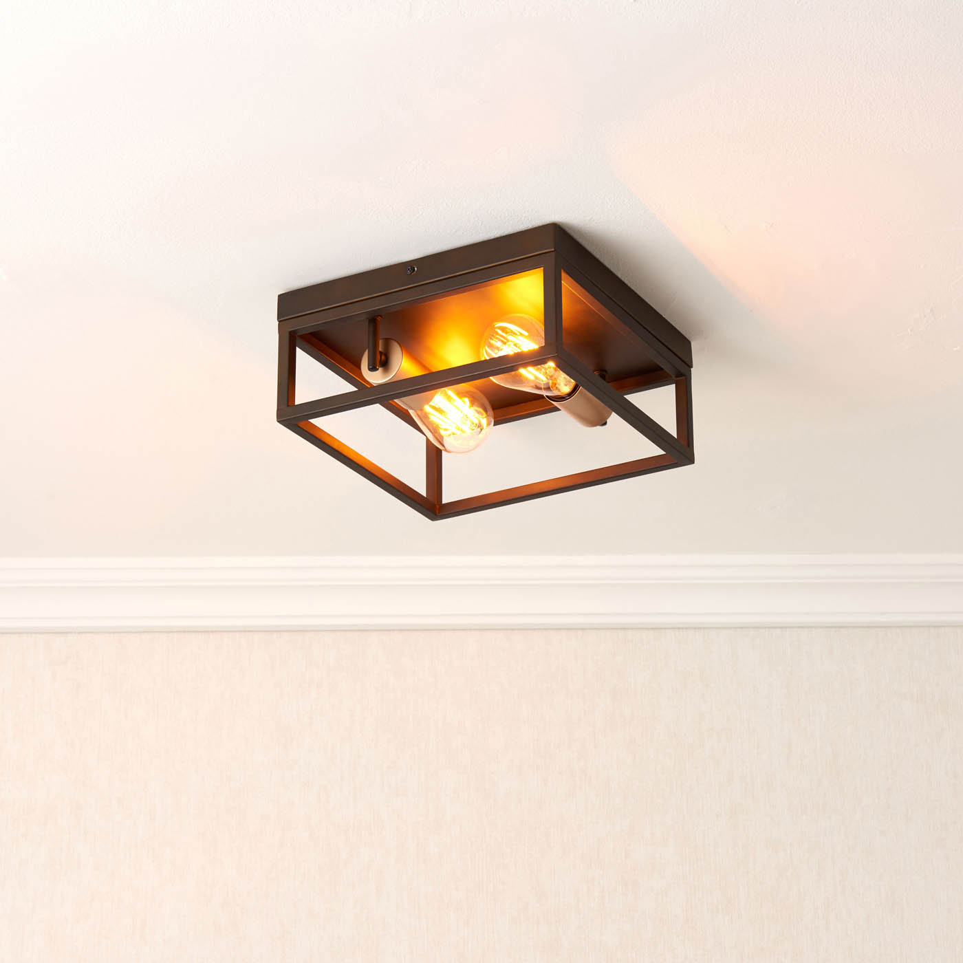 Ceiling Light 2 Lamp Matt Steel Bronze Effect Industrial Dimmable 10W IP20 - Image 3