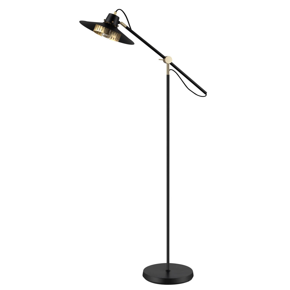 Floor Lamp Black Industrial Black Gold Metal Standing Living Bedroom 1.5m - Image 1