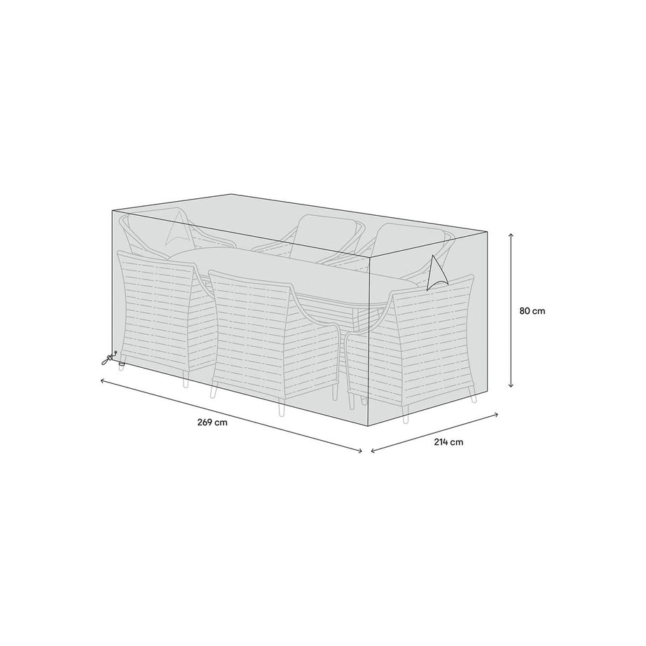 Dining Set Cover Hamilton 6 People Grey Rectangular 80cm (H) 214cm(W) 269cm (L) - Image 2