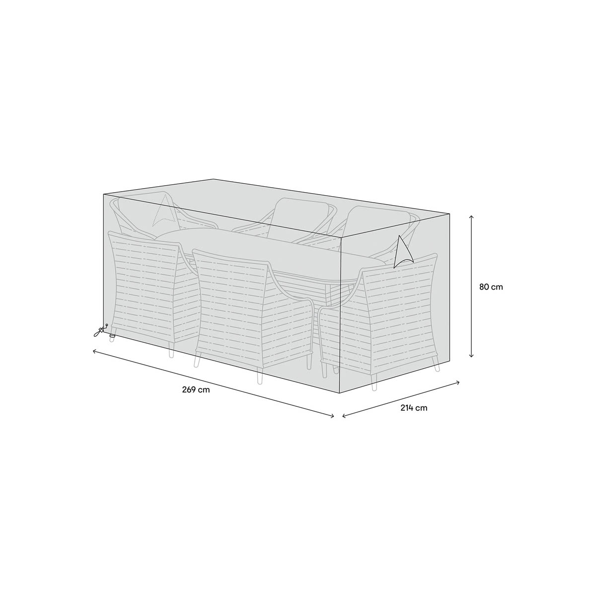 Dining Set Cover Hamilton 6 People Grey Rectangular 80cm (H) 214cm(W) 269cm (L) - Image 2