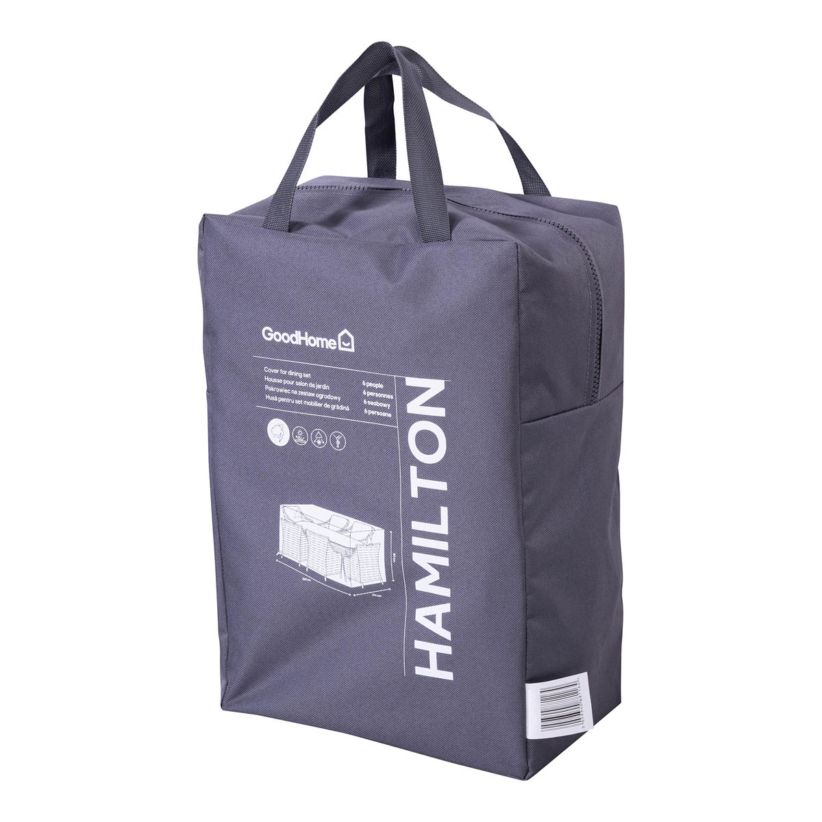 Dining Set Cover Hamilton 6 People Grey Rectangular 80cm (H) 214cm(W) 269cm (L) - Image 3