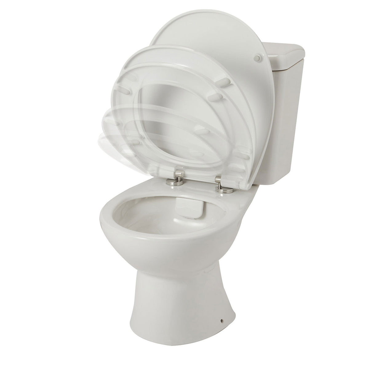 Rimless Toilet Close Coupled Winam Dual Flush Soft Close Seat White Bathroom - Image 1