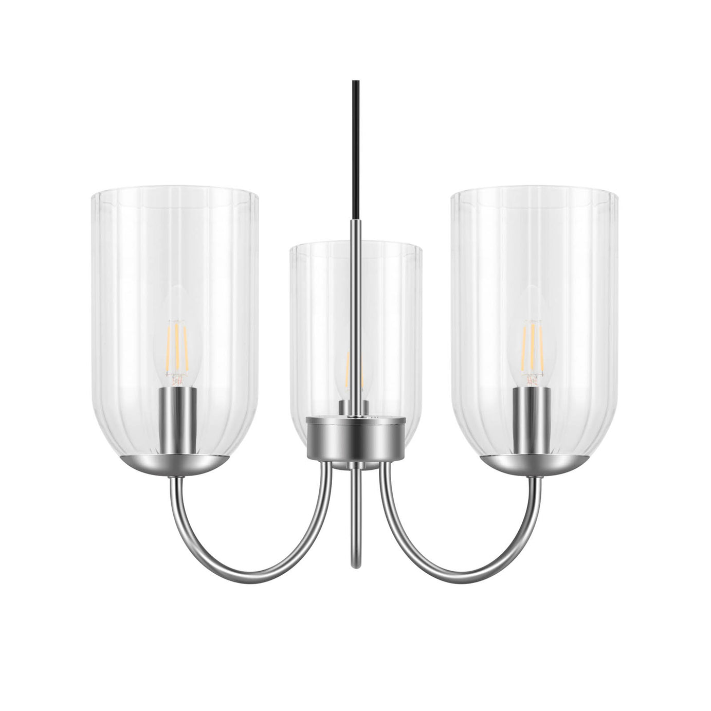 Ceiling Light Chrome 3 Way Clear Glass Shade Pendant Living Room Bedroom 10W - Image 4