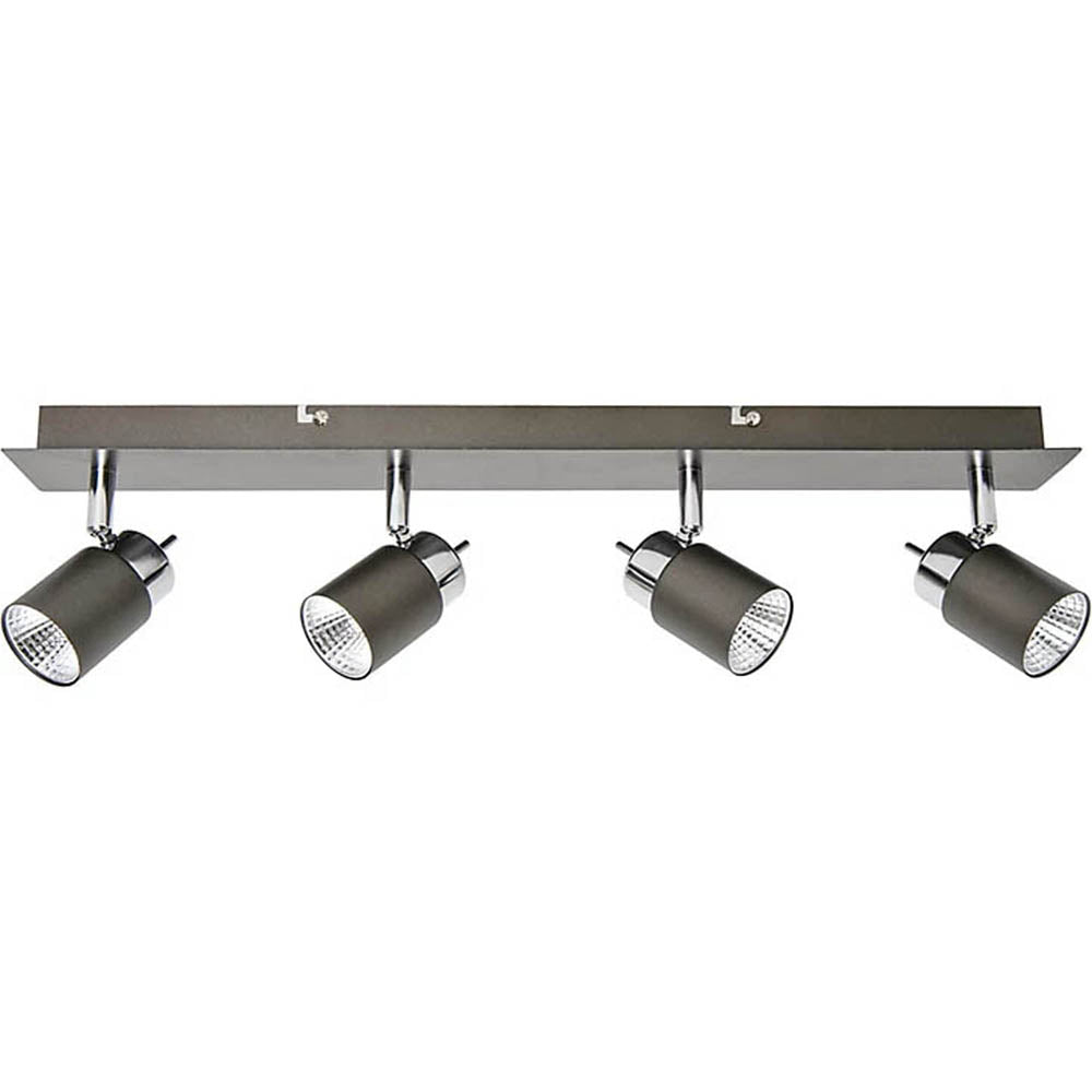 LED Ceiling Spotlight Bar Kitchen 4 Way Adjustable Satin Grey Chrome Warm White - Image 2