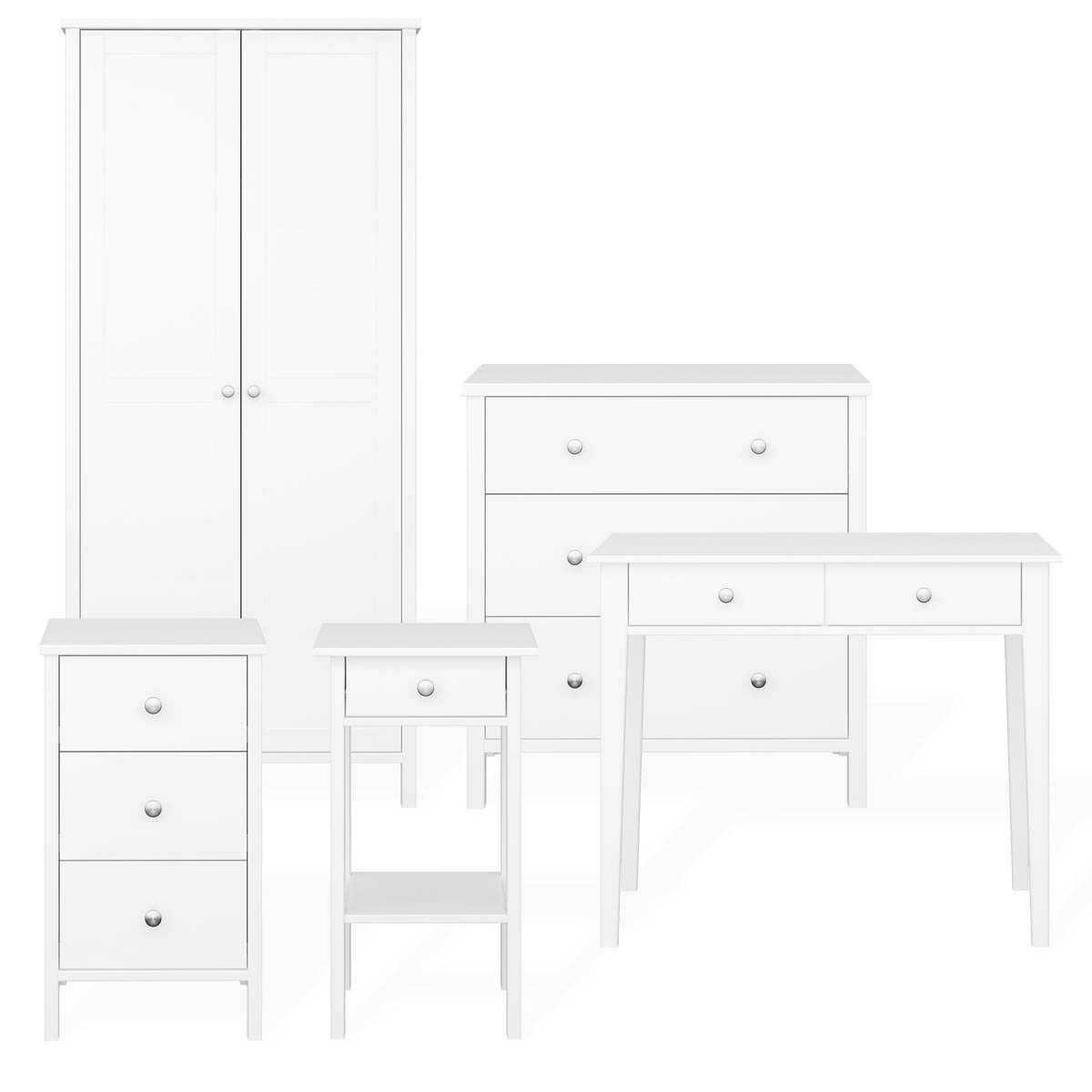 Valenca Bedside Table Chest White 3 Drawer Satin MDF (H)699 (W)400 (D)382.4mm - Image 2
