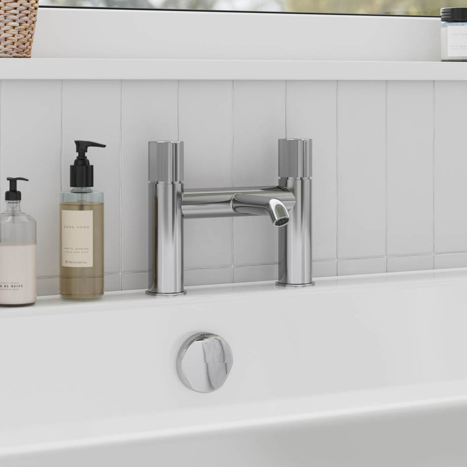 Bath Filler Tap Gloss Chrome ¼ Turn Round Head Ceramic Cartridge Modern Bathroom - Image 2