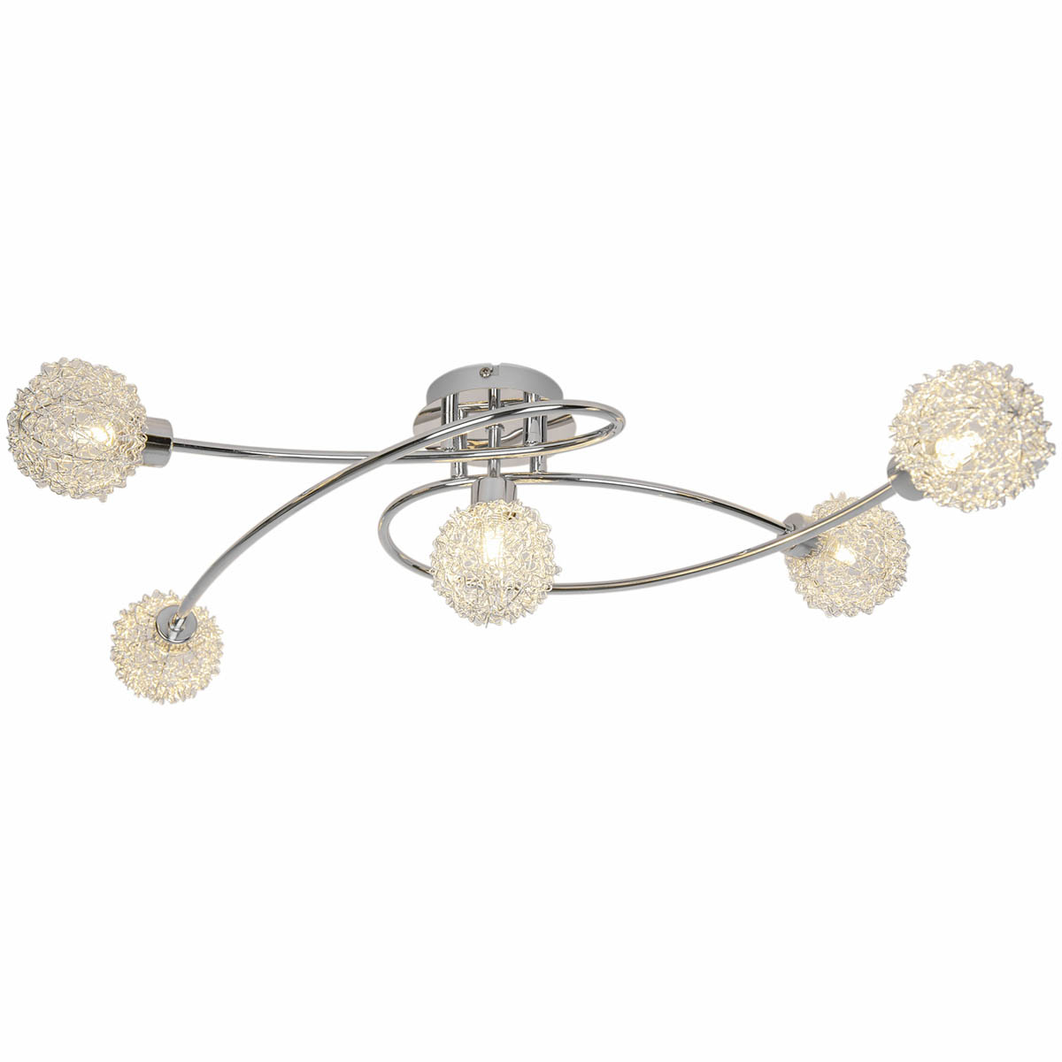 Ceiling Light 5 Lamp LED Chrome Twisted Crystal Decoration Glass Metal Modern - Image 4