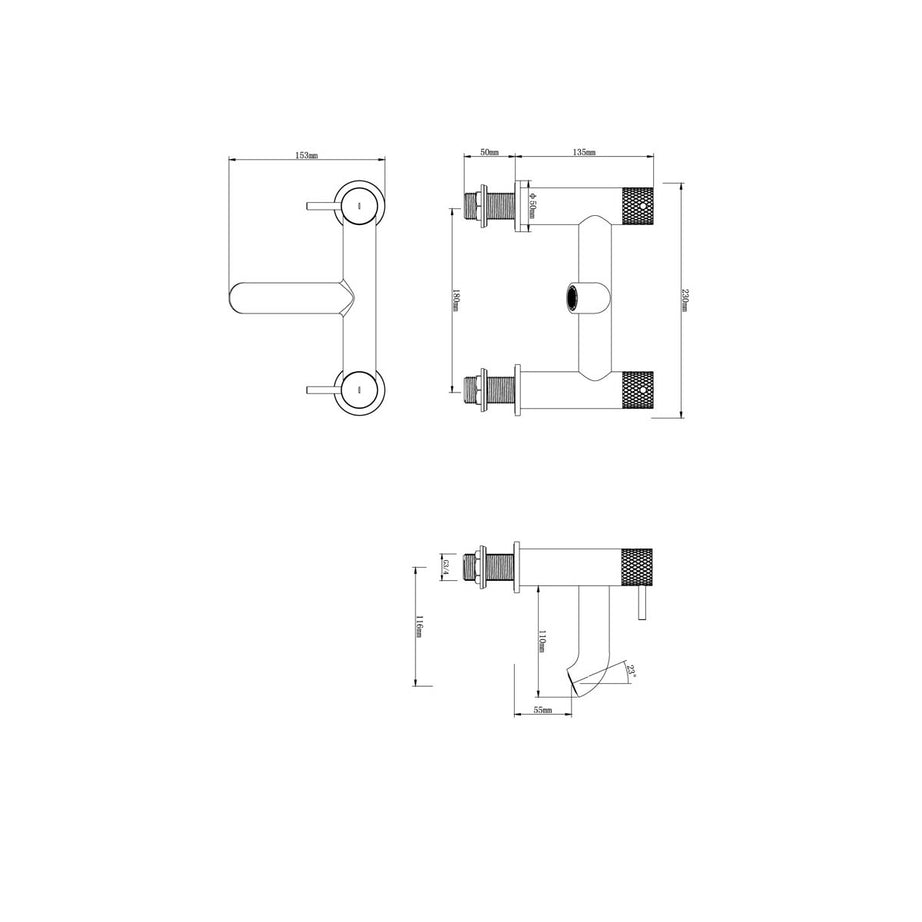 Bath Filler Tap Mixer Matt Black Double Lever Bathroom Modern Deck Faucet - Image 3