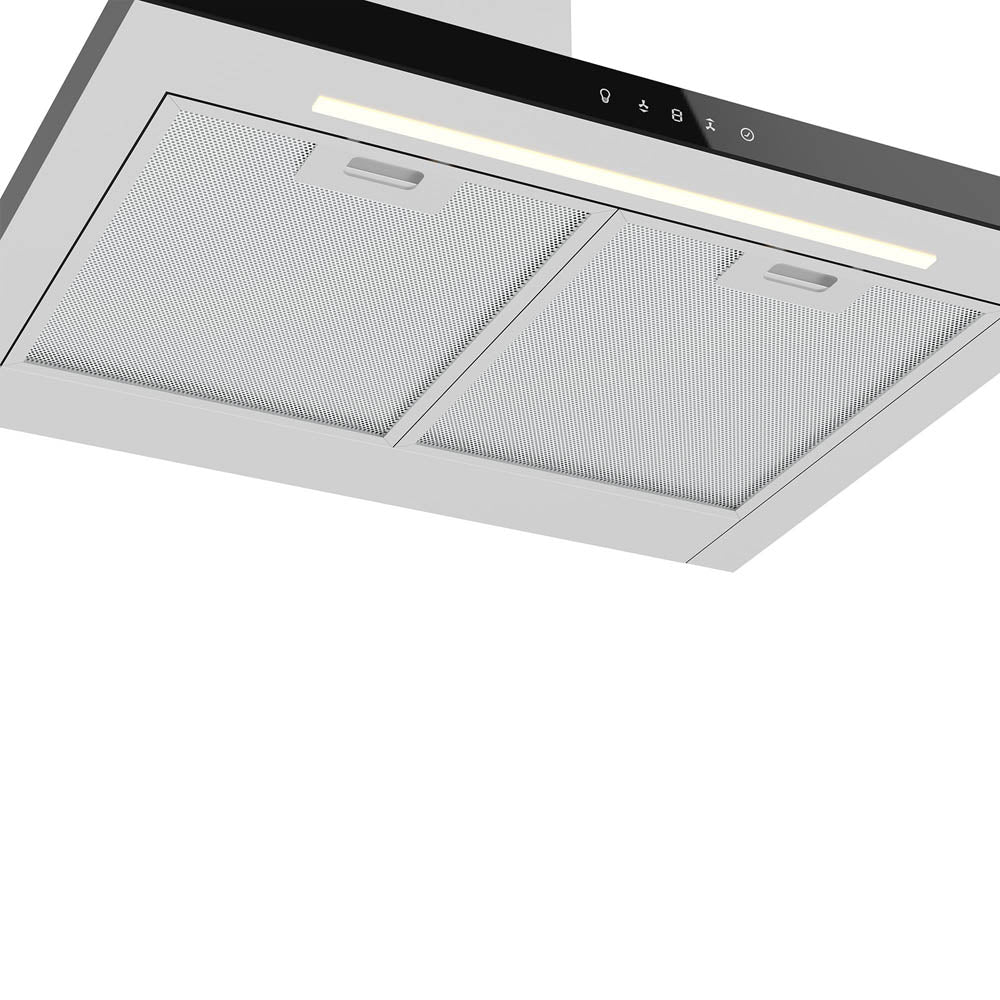 GoodHome Cooker Hood Steel Glass Chimney Extractor Fan LED Timer 5 Speed 598mm - Image 4