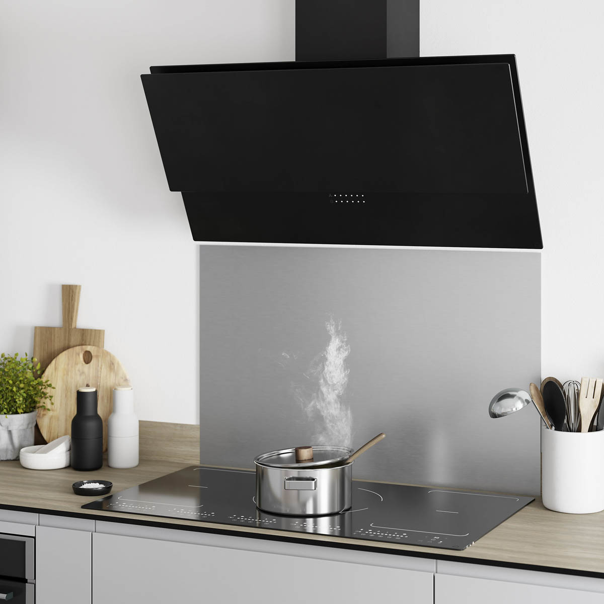 Cooker Hood Angled GHAG90PLAS Black Steel Glass Extractor Fan (W)89.8cm - Image 2