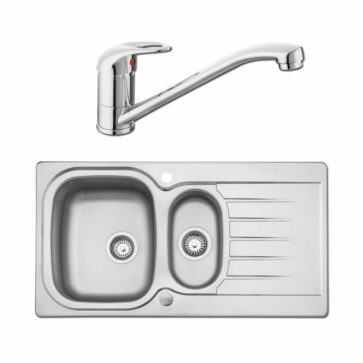 Kitchen Sink And Tap Set 1.5 Bowl Stainless Steel Reversible Single Lever Waste - Image 1
