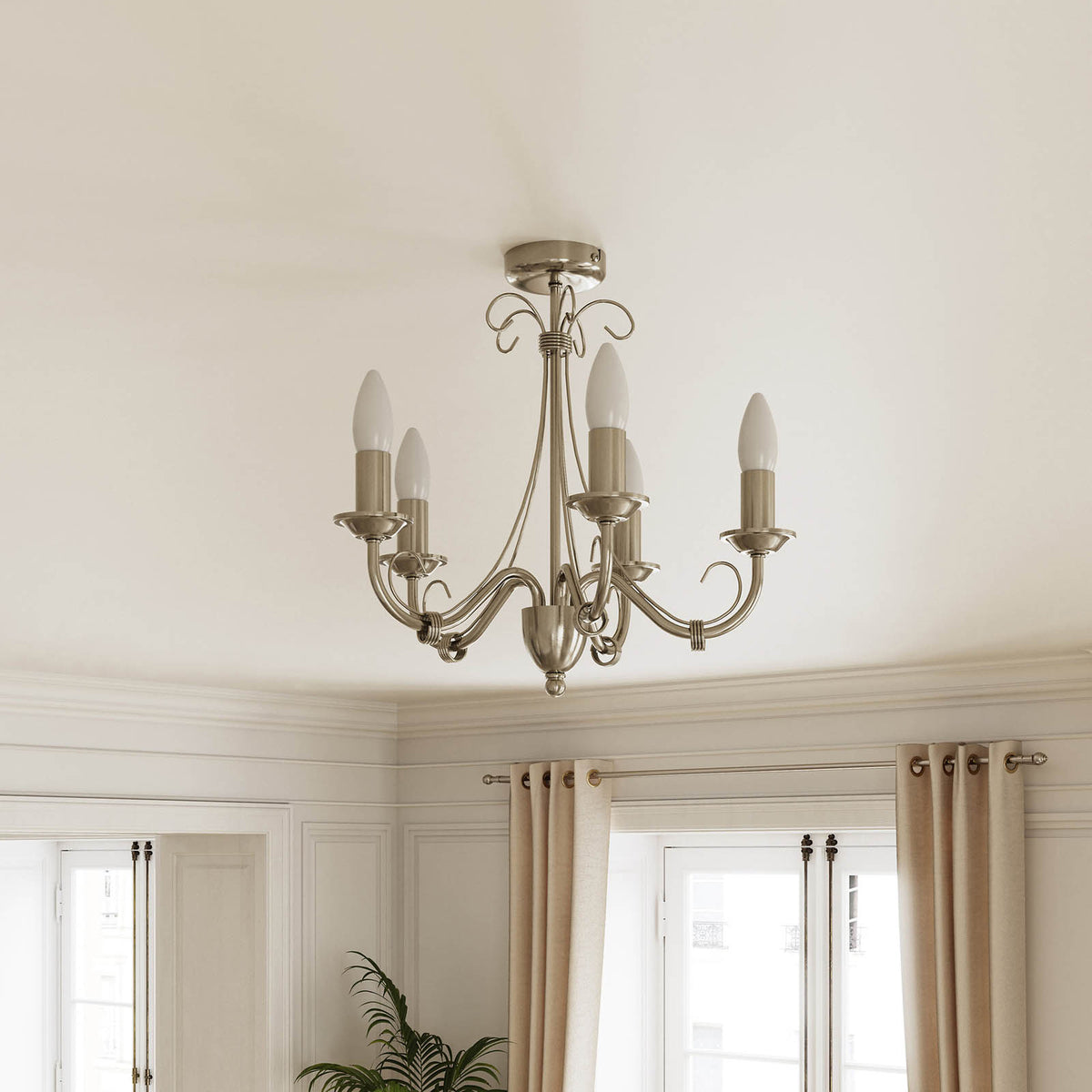 Ceiling Light 5 Lamp Chandelier Antique Brass Effect E14 Living Room 42W - Image 3