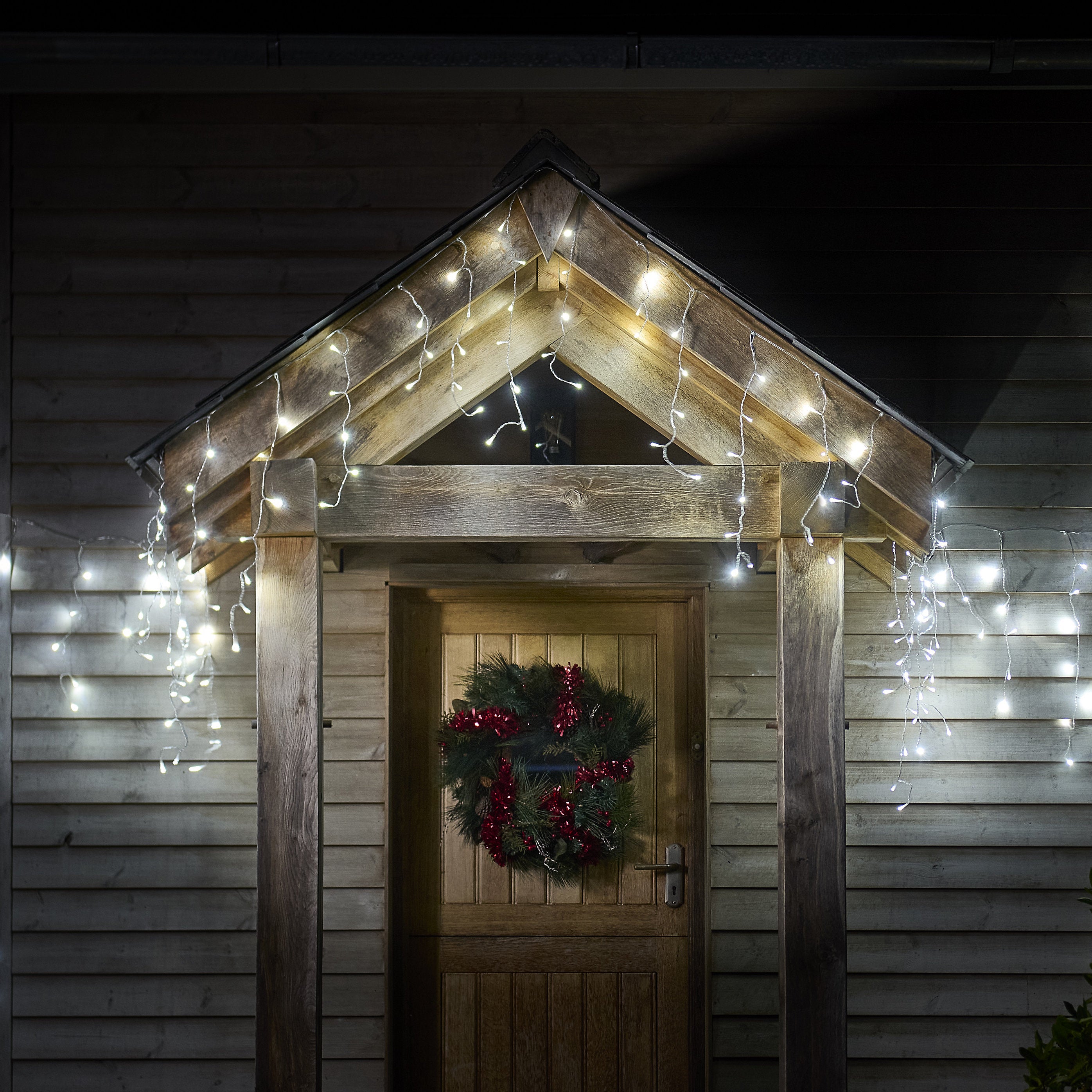 Christmas Icicle String Light LED Ice White 8 Functions Water Resistant 29.8m - Image 1