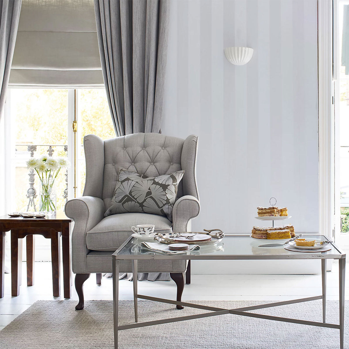 Laura Ashley Wallpaper Lille Silver Effect Stripe Smooth Contemporary 5.2m² - Image 4