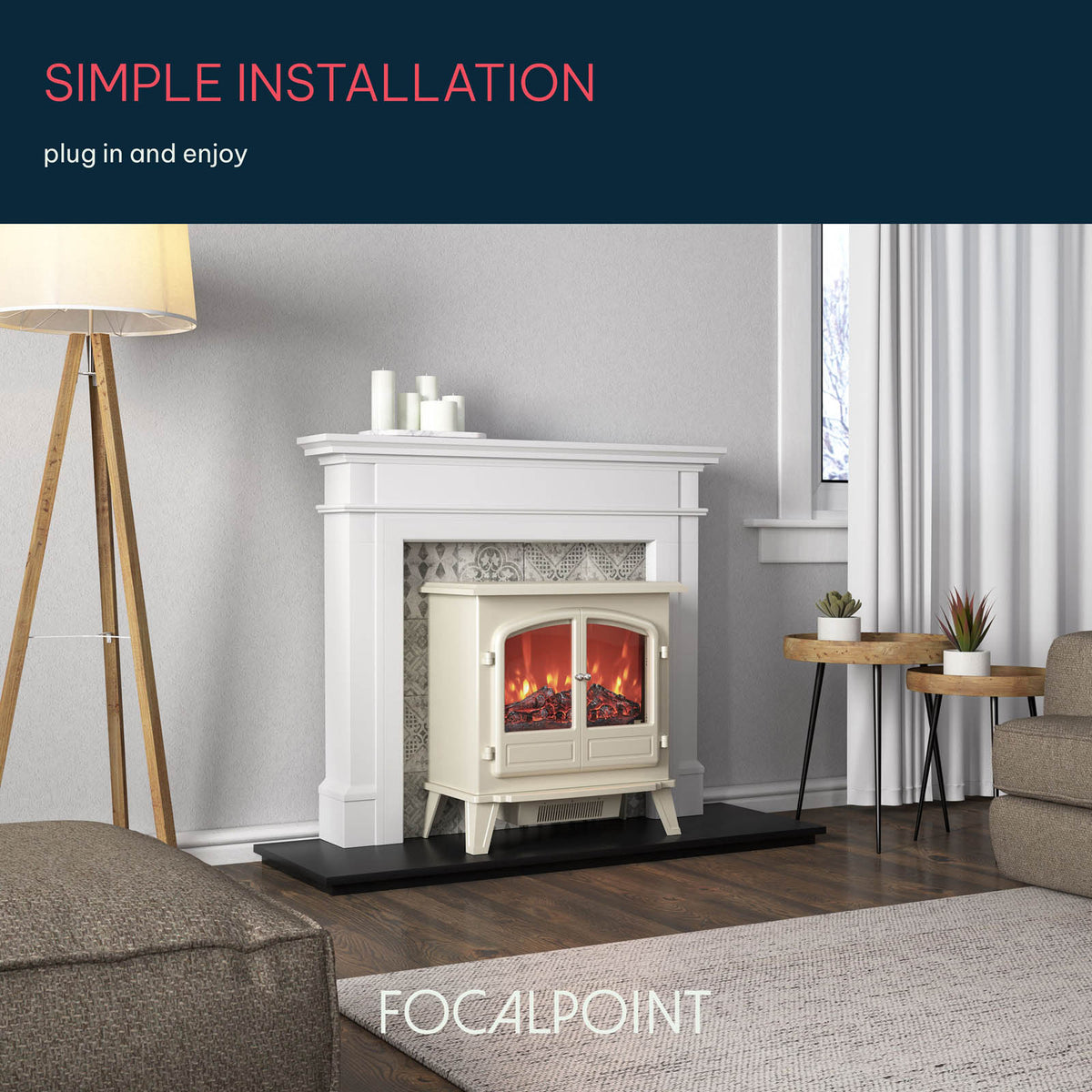 Focal Point Electric Stove 1850W Matt Cream Freestanding Heater Traditional - Image 3