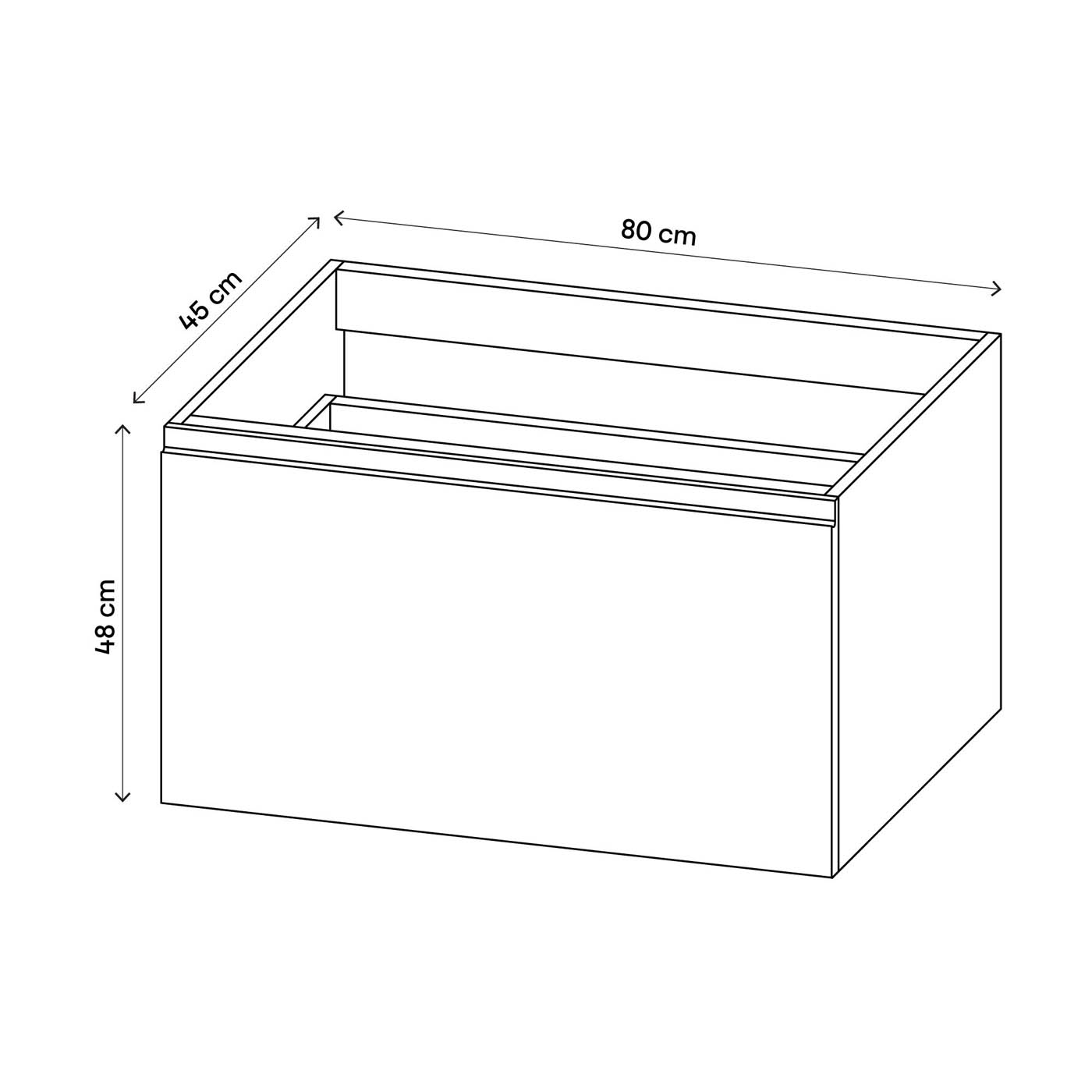 Bathroom Under Sink Cabinet Levanna Matt White Wall-Mounted (H)480 (W)800mm - Image 3