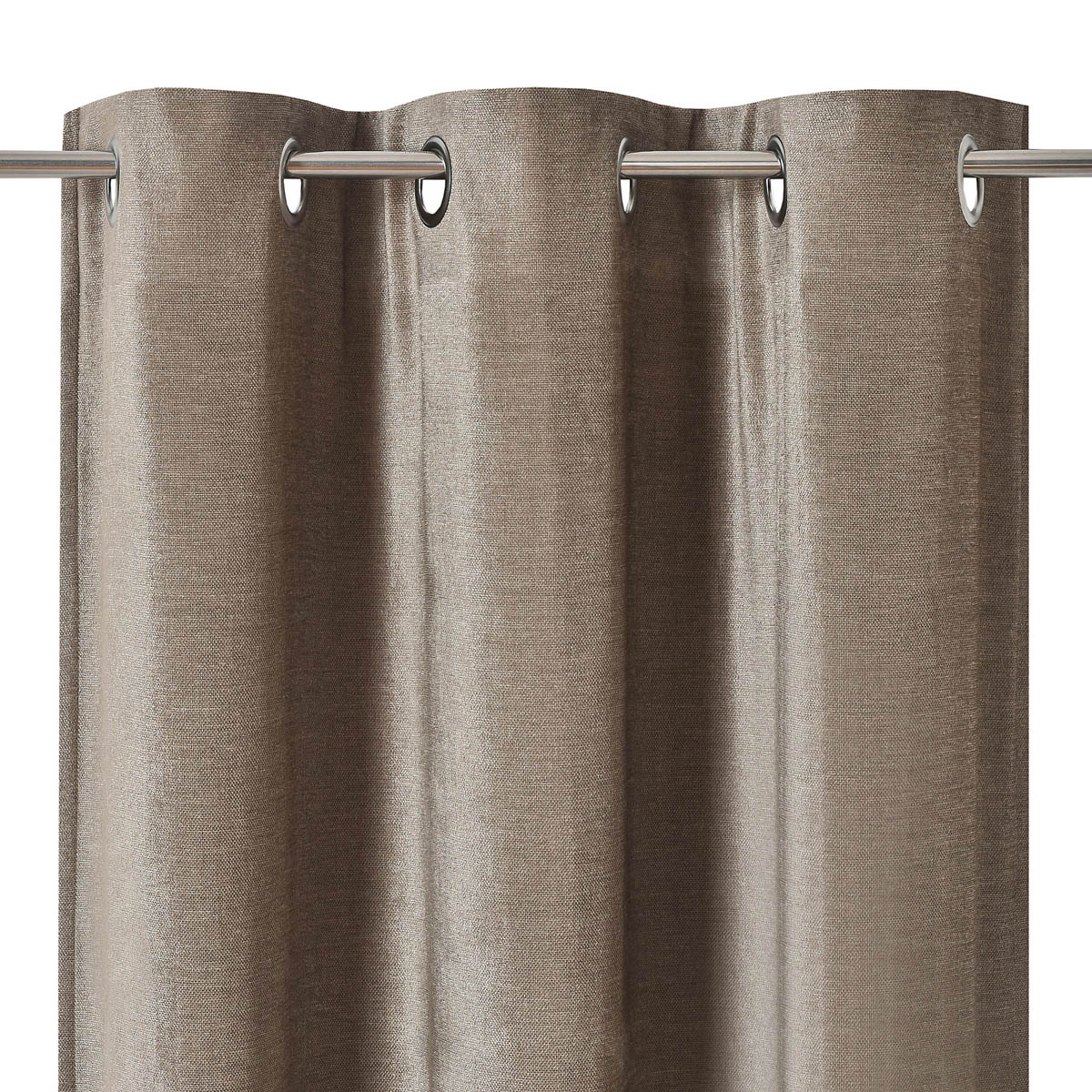 Curtain Pair Taupe Plain Woven Chenille Lined Eyelet Weighted (W)167cm (L)228cm - Image 3