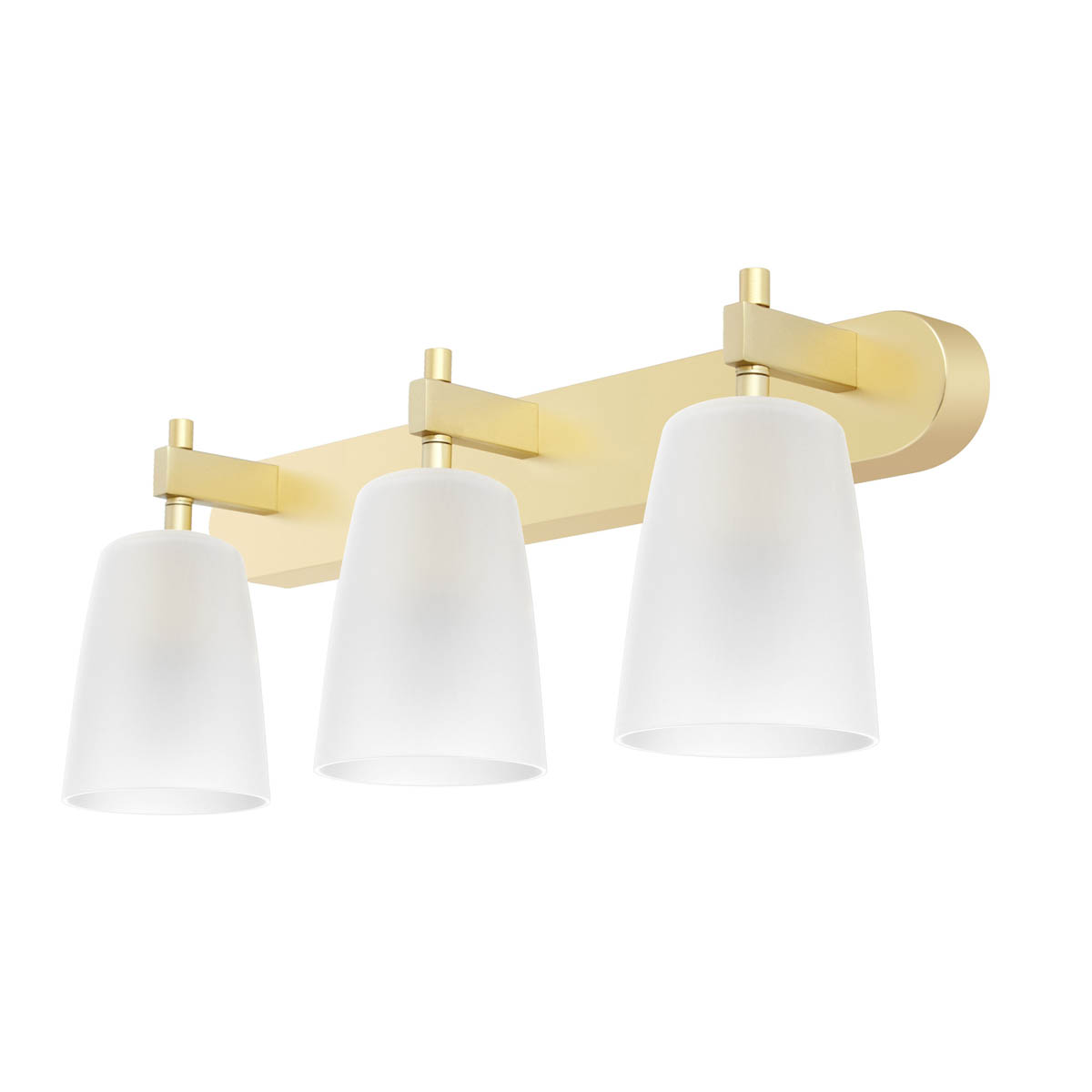 Wall Light Bar 3 Lamp Frosted Glass Brushed Brass Gold Effect Spotlight Modern - Image 3