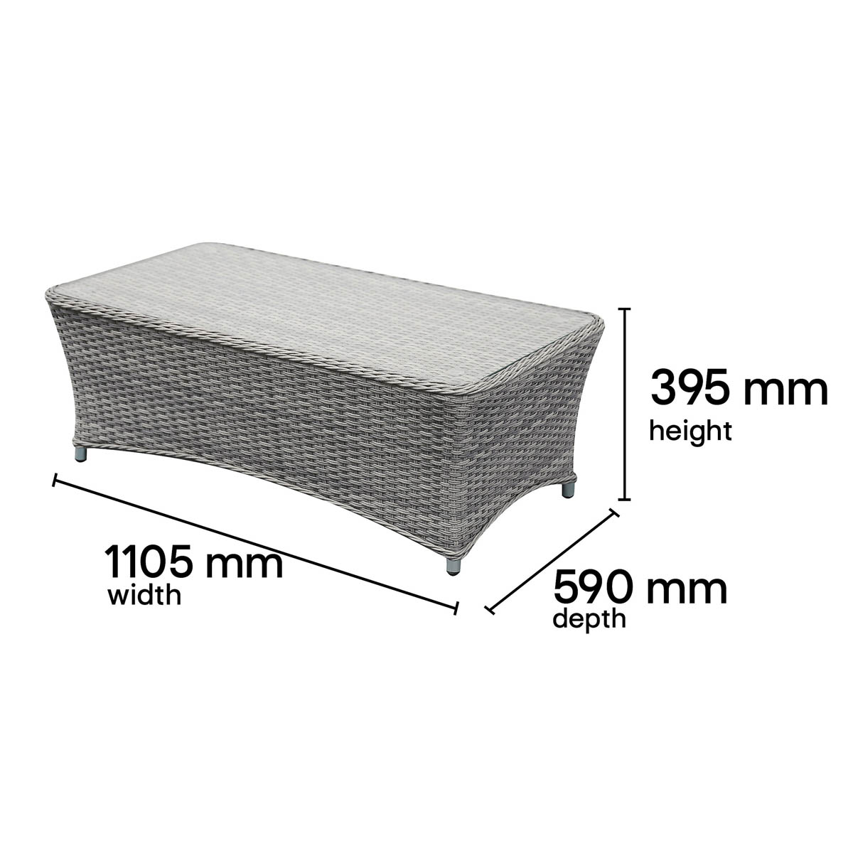 Outdoor Coffee Set 4 Seater Grey Rattan Garden Furniture Washable Cushion Covers - Image 7