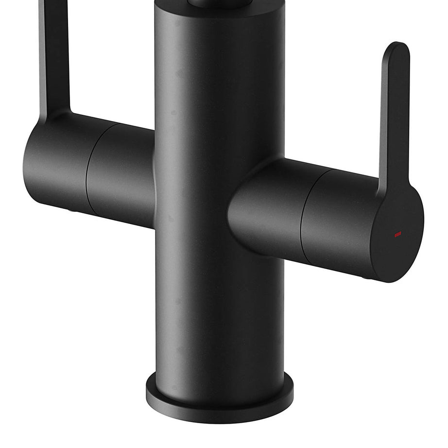Kitchen Tap Mixer Black Graphite Brass Dual Lever Swivel Spout Modern Faucet - Image 6