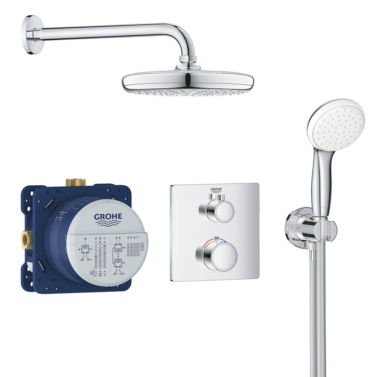 Grohe Mixer Shower Set Thermostatic Multi Head Round Chrome Effect Concealed - Image 1