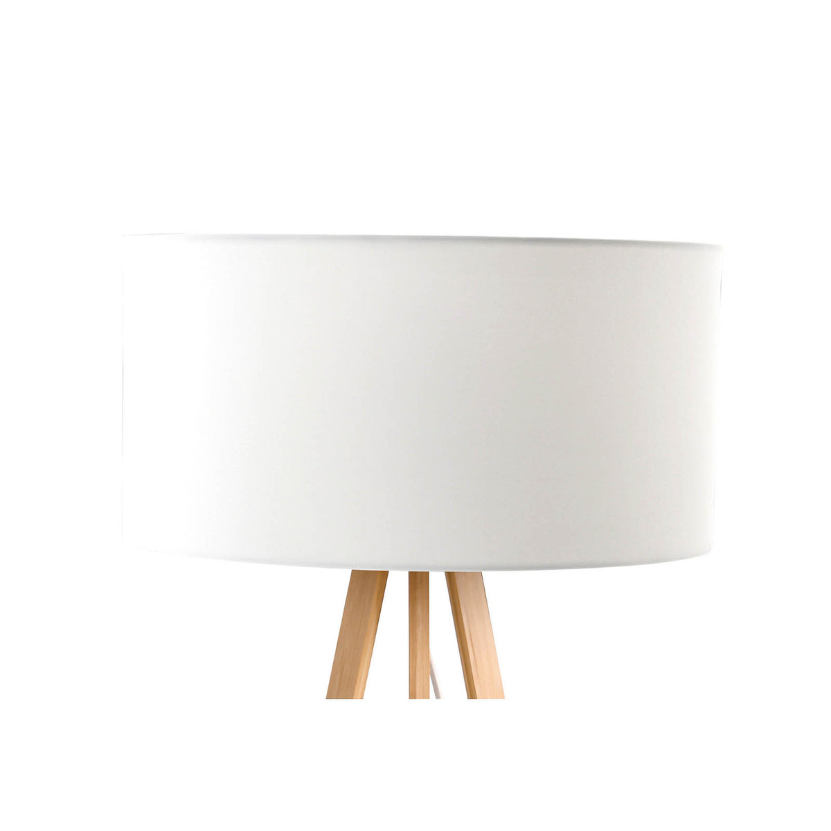 Floor Table Lamp Set LED Natural Bamboo Tripod White Fabric Modern Living Room - Image 7