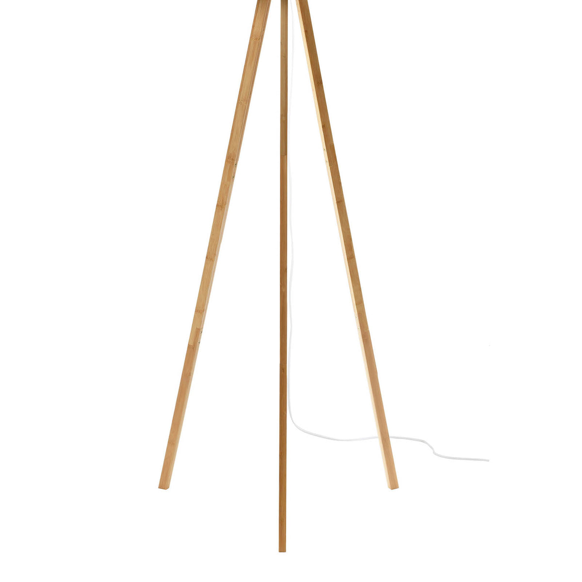 Floor Table Lamp Set LED Natural Bamboo Tripod White Fabric Modern Living Room - Image 8