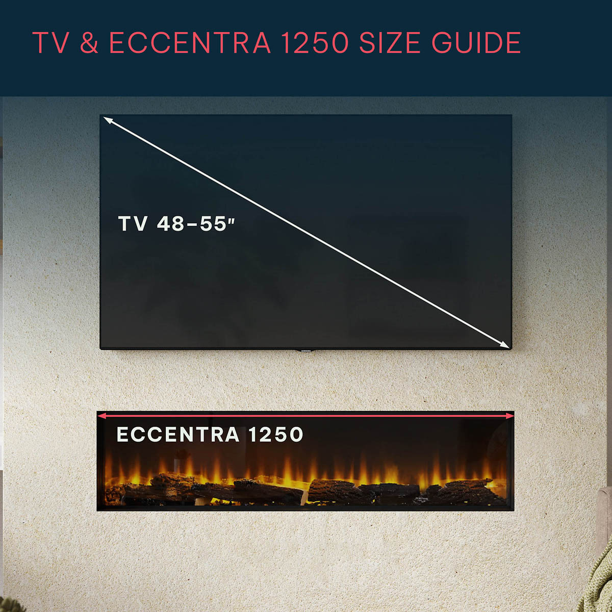 Focal Point Electric Fire 2kW Black Wall Mounted Fireplace Log Effect Remote - Image 2